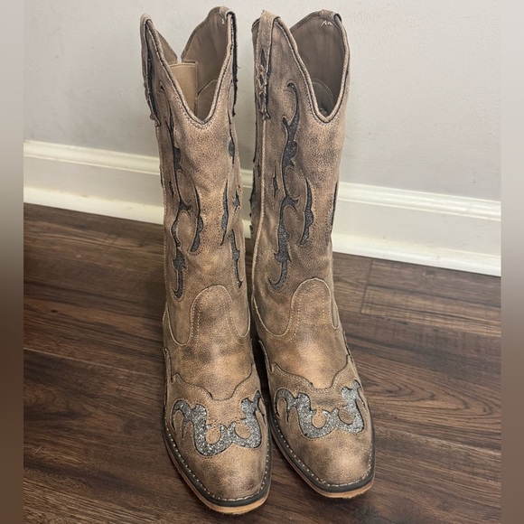 Pierre Dumas brown boots with glitter embellishments size 7 - Picture 2 of 6